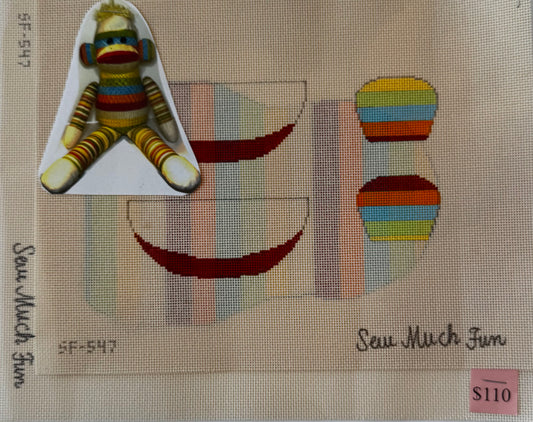 Red Striped 3D Monkey by Sew Much Fun