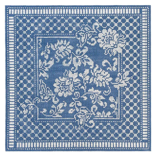 Karen's Damask Pillow- Wedgewood & White