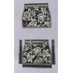 W- Red Damask Coin Purse- Black & Ivory