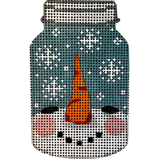 Snowman Looking Up in Mason Jar by Alice Peterson