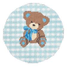 WS Gingham Teddy Bear by Jennifer Hall Needlepoint