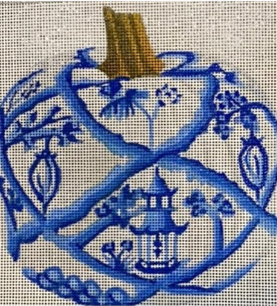 Blue and White Chinoisserie Pumpkin