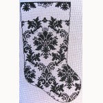 W-GG's Stocking 13 Count 22" Black & White Damask