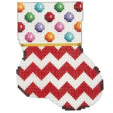 Multi Dot/Red Chevron Mini Sock