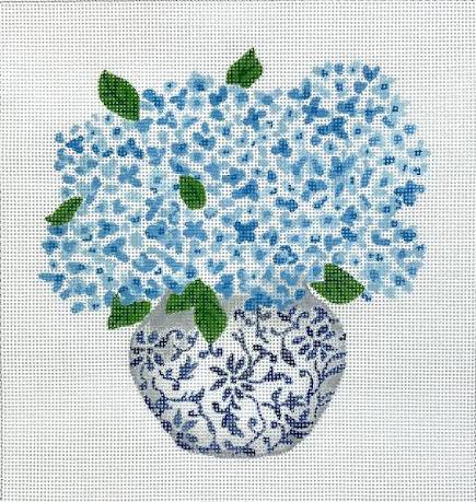 Kate Dickerson LB-PL-33 Lindsay Brackeen - Blue Chinoiserie Pot with Blue Hydrangeas