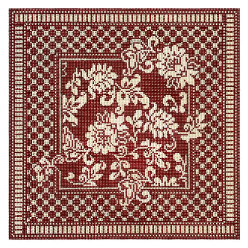 Karen's Dark Red Damask Pillow 13 Count
