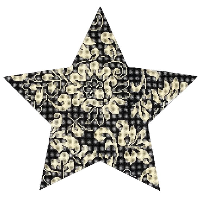 Karen's TT Damask 9" Star- Black & Ivory