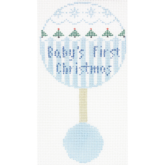 Blue Baby Rattle Baby's First Christmas by Kathy Schenkel