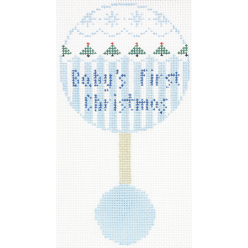 Blue Baby Rattle Baby's First Christmas by Kathy Schenkel