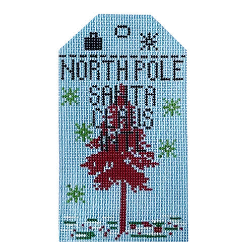 North Pole Retro Travel Tag by Hedgehog Needelpoint