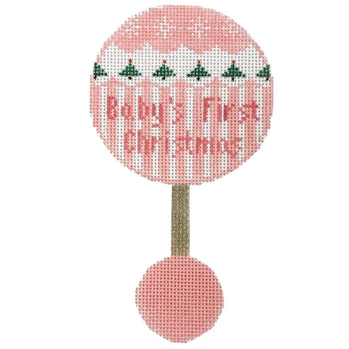 Pink Baby Rattle First Christmas by Kathy Schenkel