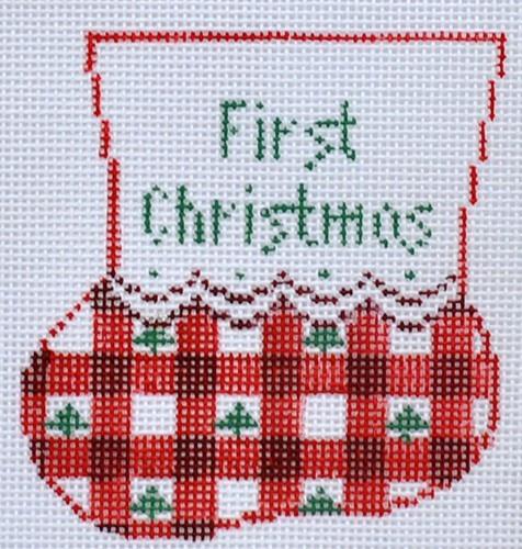 Red Gingham Bootie with Baby by Kathy Schenkel