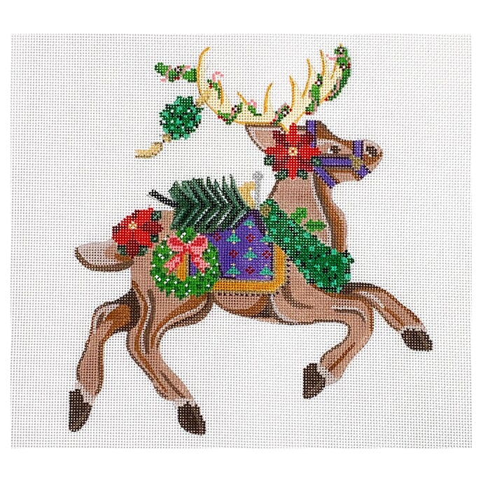 Prancer with Greenery by Debbie Woodward w/free Stitch Guide