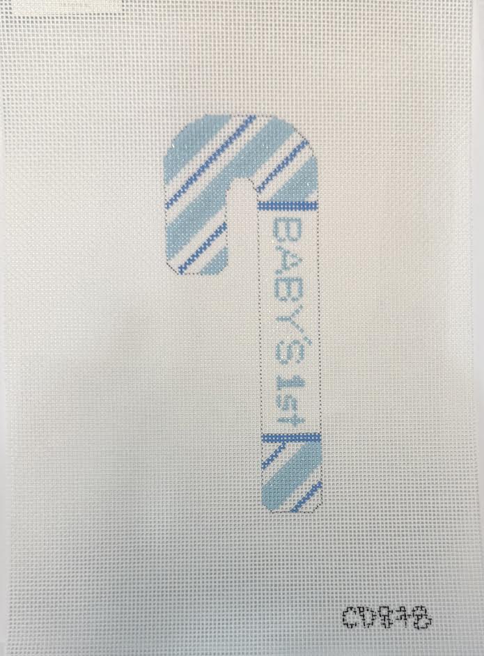 Baby's First Christmas Candy Cane in Blue by The Needle Works
