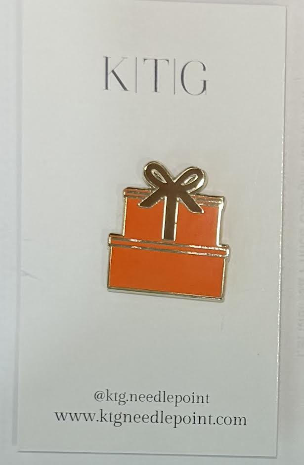 Orange Gift Box Needle Minder by KTG Needlepoint