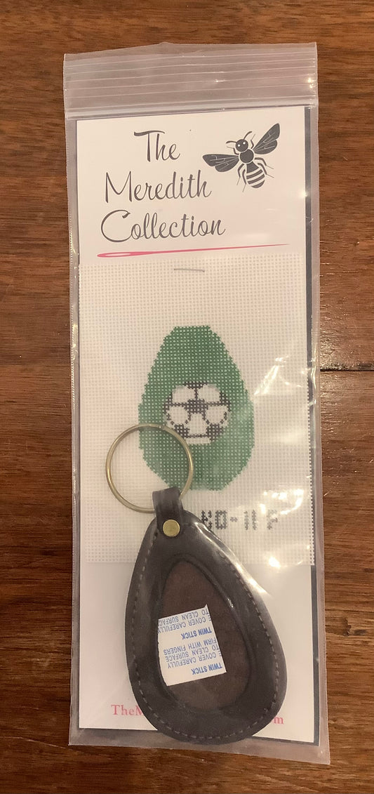 Soccer Ball canvas with Self Finish Leather Key Fob by The Meredith Collection