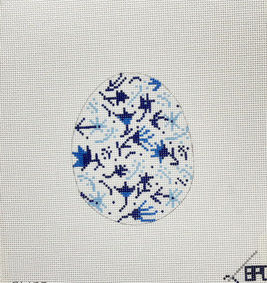 Blue Floral Egg by Blueberry Point Canvas
