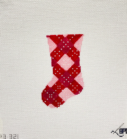 Micro Pink Argyle Stocking by Blueberry Point