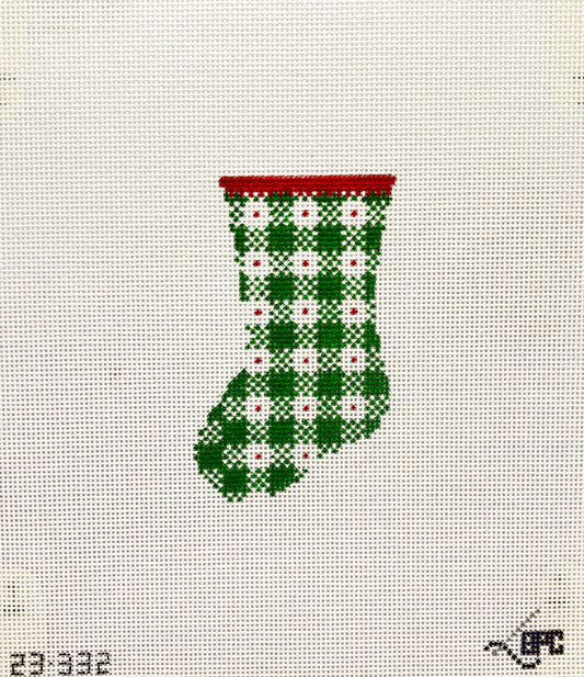Micro Green Gingham Stocking by Blueberry Point Canvas