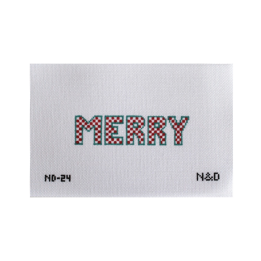 Merry Checkerboard Letters Needlepoint Canvas