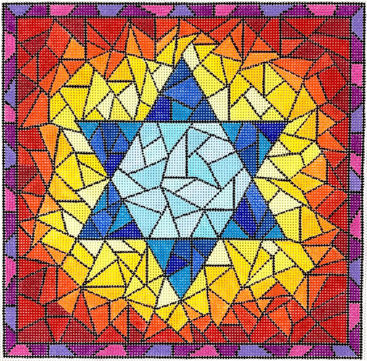 TEF-07 Tefillin Bag - Stained Glass w/Star of David