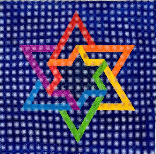 TEF-01 Tefillin Bag - Double Interlocking Star of David Rainbow