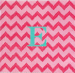 INSSQ4-55 Planet Earth 4" Square Insert Zigzag raspberry on pink w/ green letter