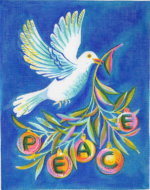 Dove w/Olive Branch & Peace Ornaments by Asta Barrington w/Kate Dickerson Needlepoint
