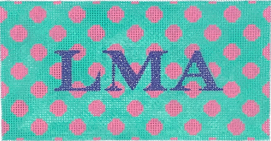 INSPCL-04 Planet Earth Clutch Inserts Polka Dots hot pink on turquoise w/ periwinkle letters