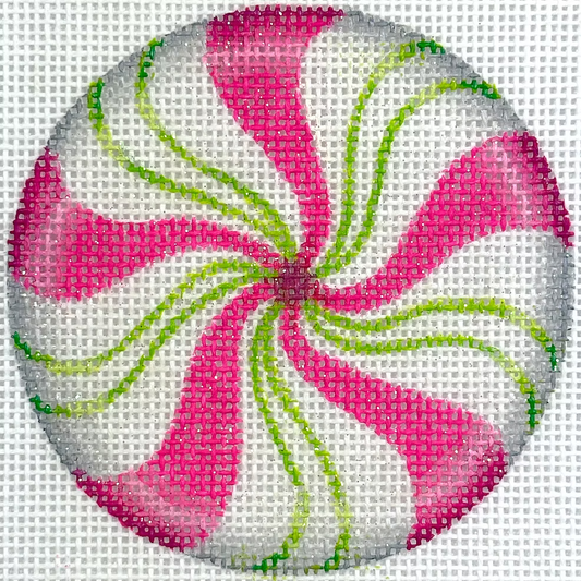 XM-202 Ornament - Sparkly Pink & Lime Peppermint