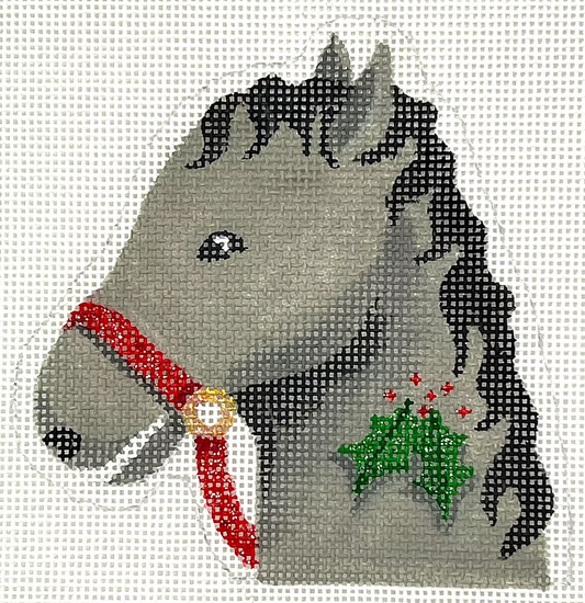 XM-193 Ornament - Horse w/Holly Candy Cane Holder