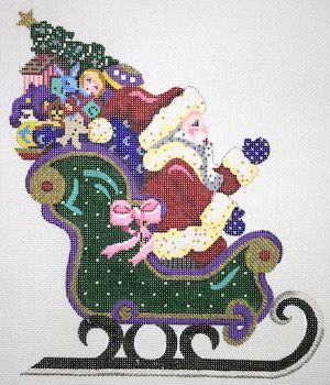 Sleigh with Santa  by Debbie Woodward w/free Stitch Guide