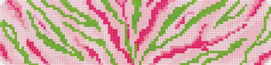 CU-45 Cuff Zebra Stripes pinks & greens on light pinks background