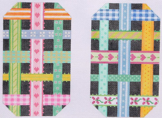 EGC-04f Glasses Case Woven Ribbons multi on black