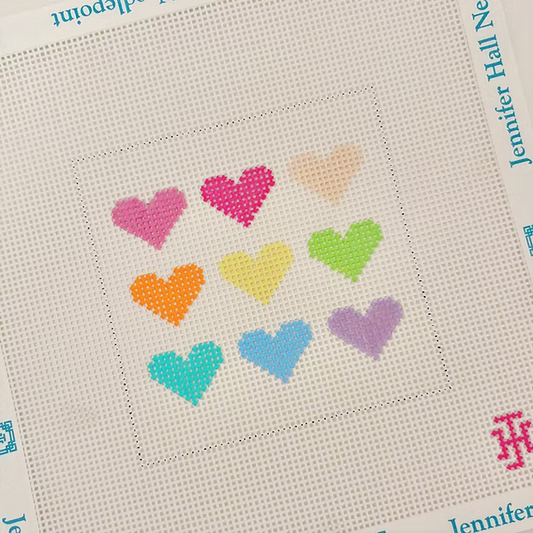 WS Multi-Colored Hearts by Jennifer Hall Needlepoint