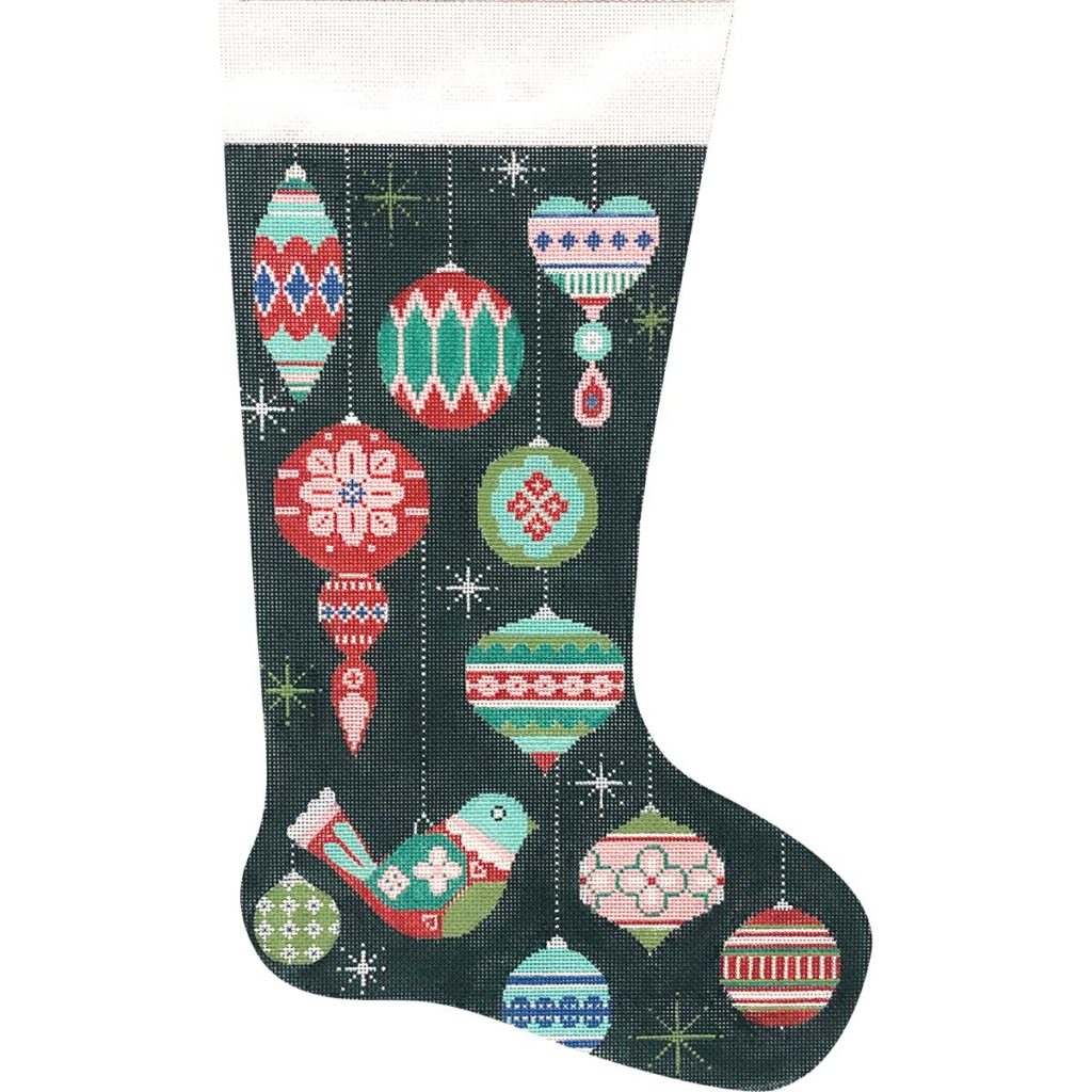 Partridge and Ornaments Stocking by Alice Peterson