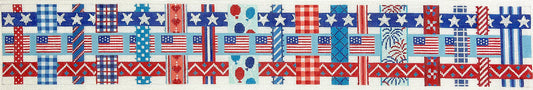 BAS-05 4th of July Basket Woven Ribbons w/ a 4th of July Theme