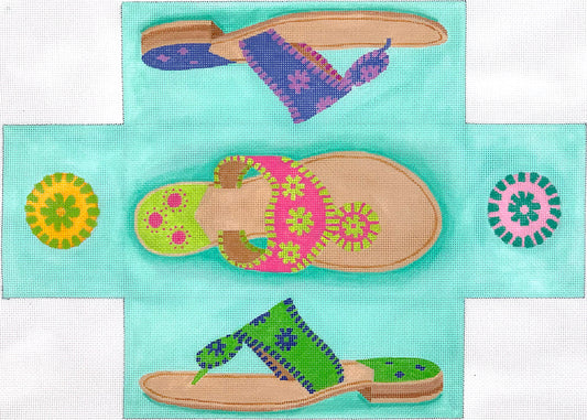 BR-30 Brick Jack Rogers Sandals bright multi colors on Caribbean
