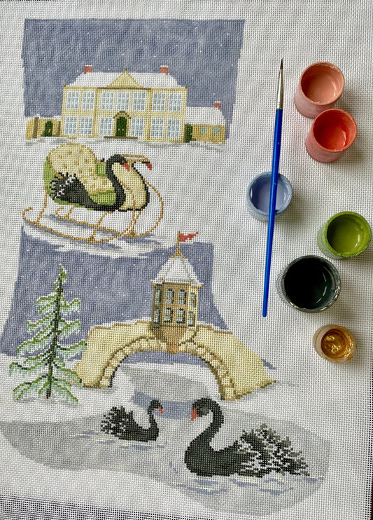 Black Swan Stocking by Plum Stitchery