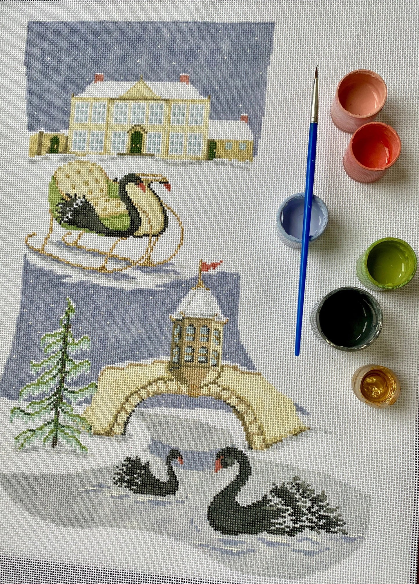 Black Swan Stocking by Plum Stitchery
