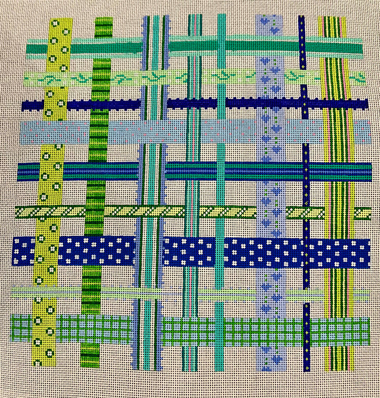 Woven Ribbons - blues & greens by Kate Dickerson