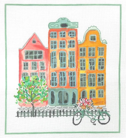 Amsterdam House with Bicycle by Lindsay Brackeen