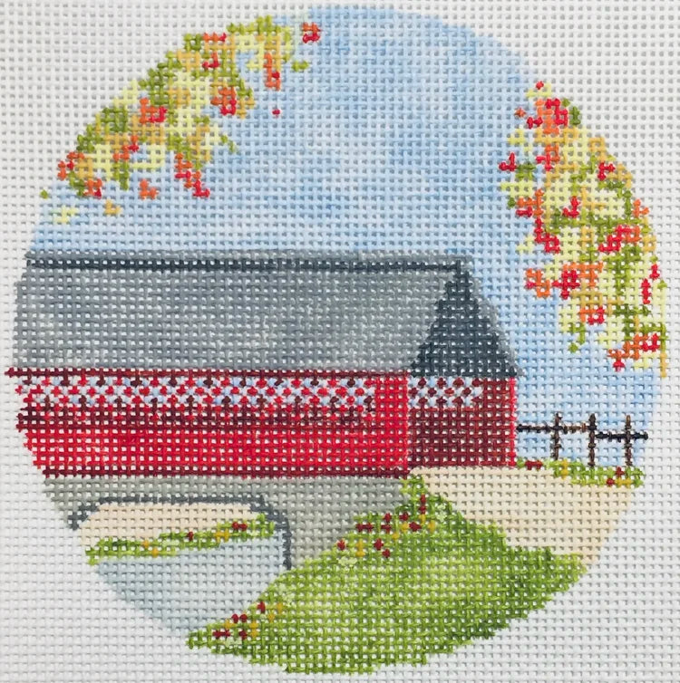 Covered Bridge Round by The Plum Stitchery