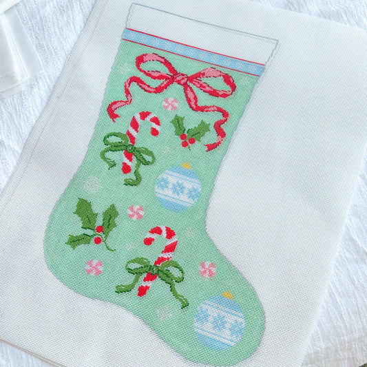 Bows & Candy Cane Stocking by Stitch Style