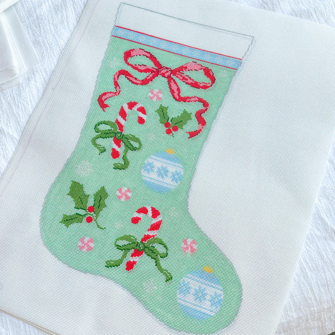 Bows & Candy Cane Stocking by Stitch Style