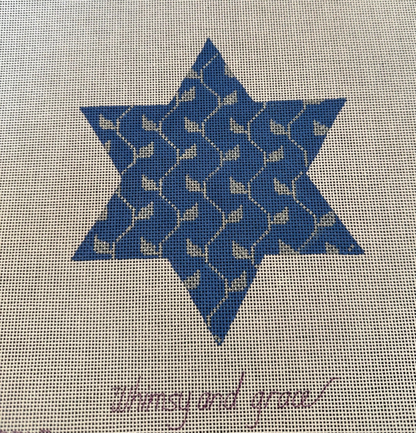 W- Star of David- Silver and Blue