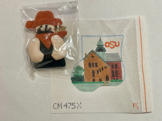 Oklahoma State Mini Stocking with Cowboy by Kathy Schenkel