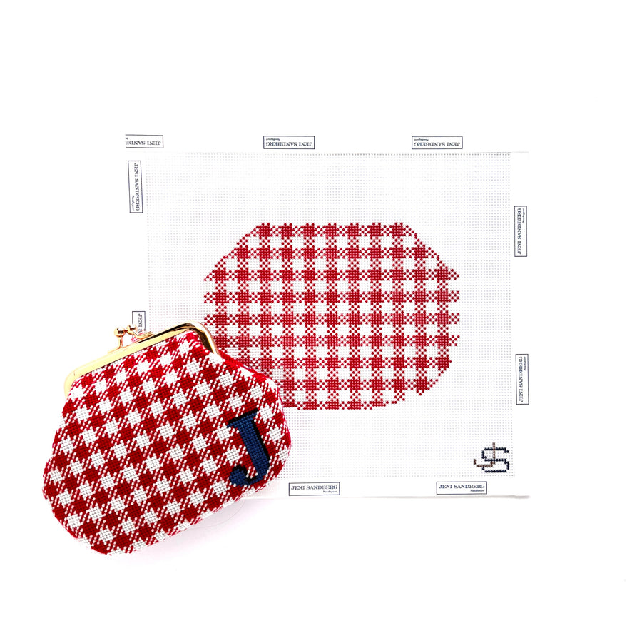 Red Gingham Kiss Lock Bag  - by Jeni Sandberg JS-319B