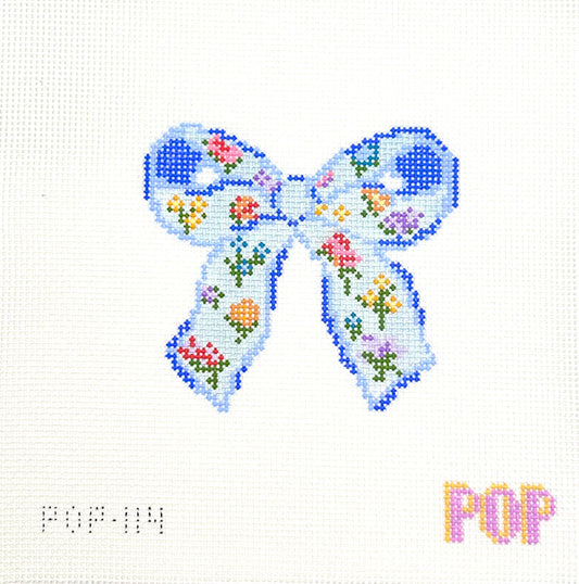 Floral Bow Blue by Pop Needle Arts POP-114