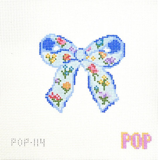 Floral Bow Blue by Pop Needle Arts